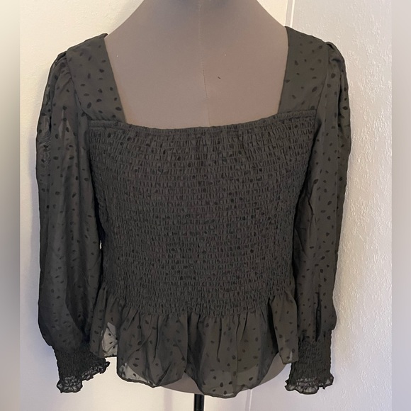 Polka Dot Crop Peasant Top - Picture 2 of 3